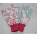 Adult Floral Printing Garden Glove, PVC DOT Gardening Glove